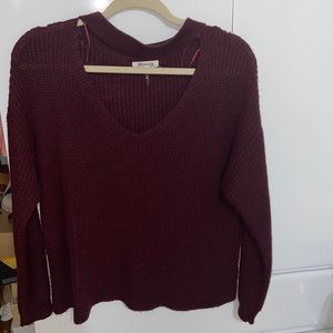 Loose Cropped Marroon Sweater